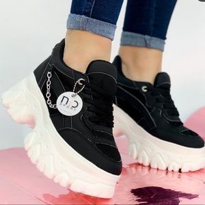 Women's Platform Sneakers Shoes Black